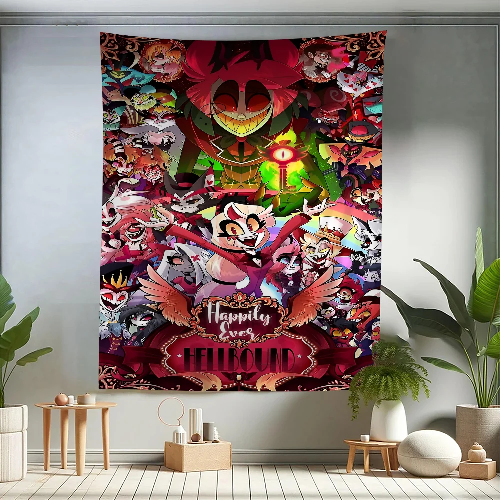 

Canvas Painting Cartoon H-Helluva Boss Wall Tapestry Home Decoration Hippie Bohemian Decoration Divination INS Home Decor