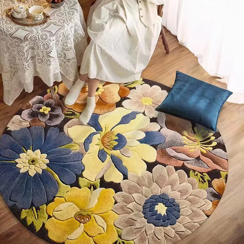 

Floral 3D Printed Round Carpets for Living Room Bedroom Area Rugs Sofa Coffee Table Balcony Floor Mat Flower Headboard Large Rug