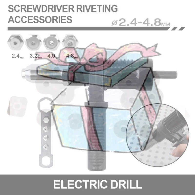 

Быстрый и простой в использовании адаптер для заклепочника с шестигранным хвостовиком, профессиональный адаптер для заклепочника, 2.4/3.2/4.0/4.8 мм, для беспроводного заклепочника