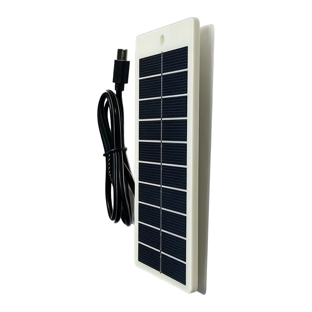 USB-C Solar Panel Charger For 3W Output 5V Voltage for Doorbell Cameras Wireless Lights and Portable 3.7V 5V Battery Devices