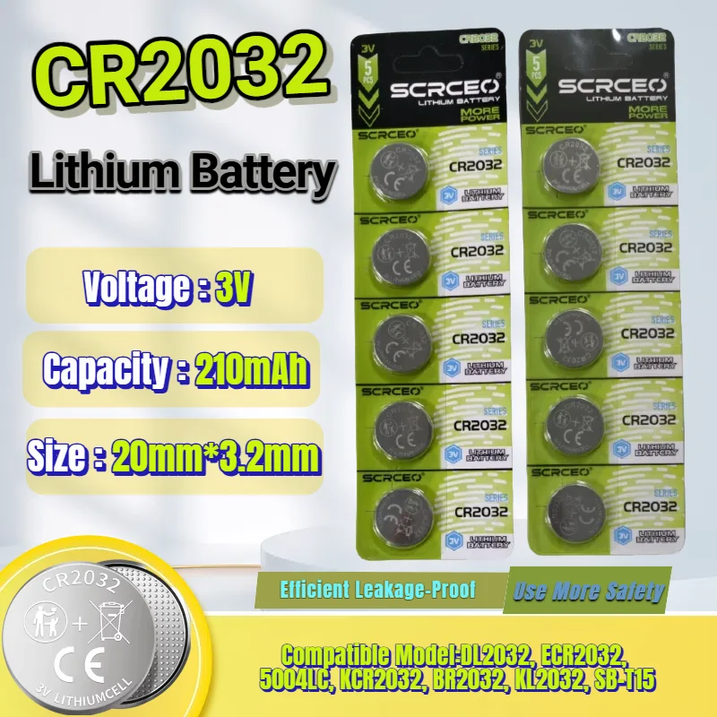 

3V CR2032 Button Cell DL2032 ECR2032 cr 2032 Lithium Battery for Watch Toy Calculator Car Remote Control Key Fob Electronics