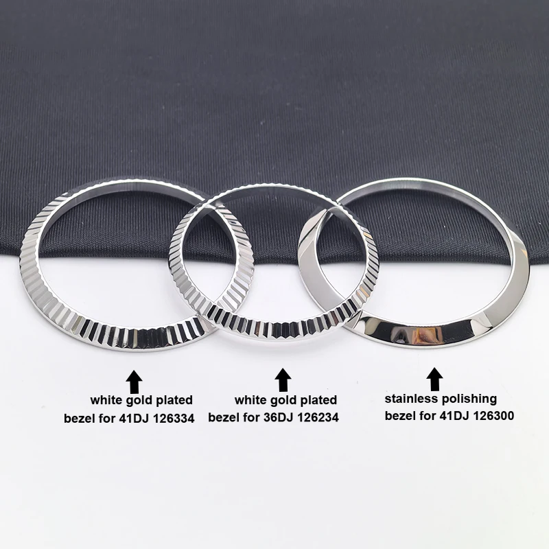 18K White Gold Plated Watch Bezel For RLX Datejust 126334, 126234, 126300, 36DJ, 41DJ Generic Watch Parts