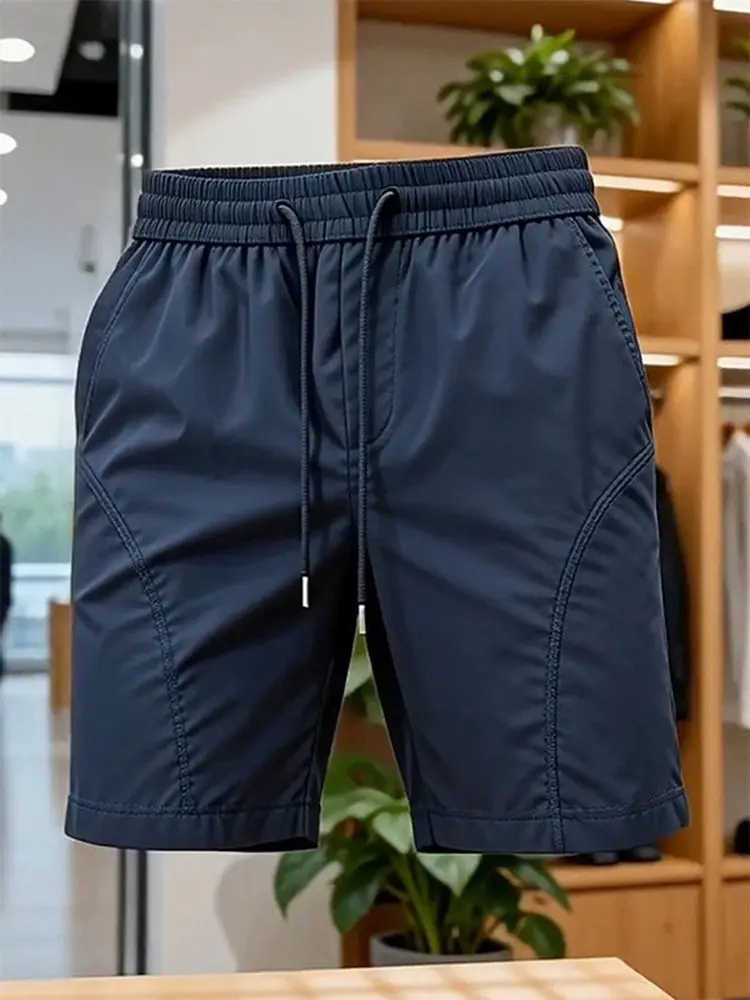 American Style Workwear Short Pants Men's Fitness Ice Silk below Knee Four Five Parts Breathable Outdoor Quick Dry Shorts