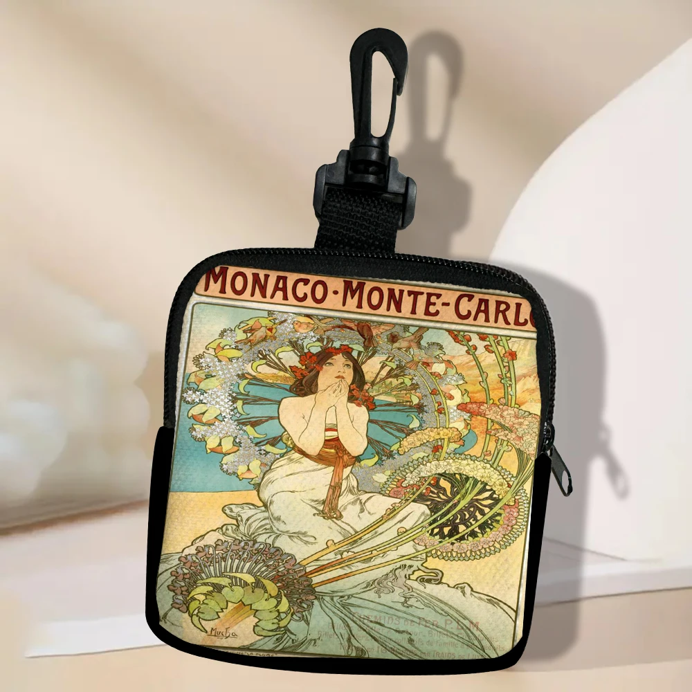 Alphonse Mucha Pattern Printing Large Capacity Coin Wallet Waterproof Digital Coin Wallet Storage Bag, Ideal Choice for Gifts
