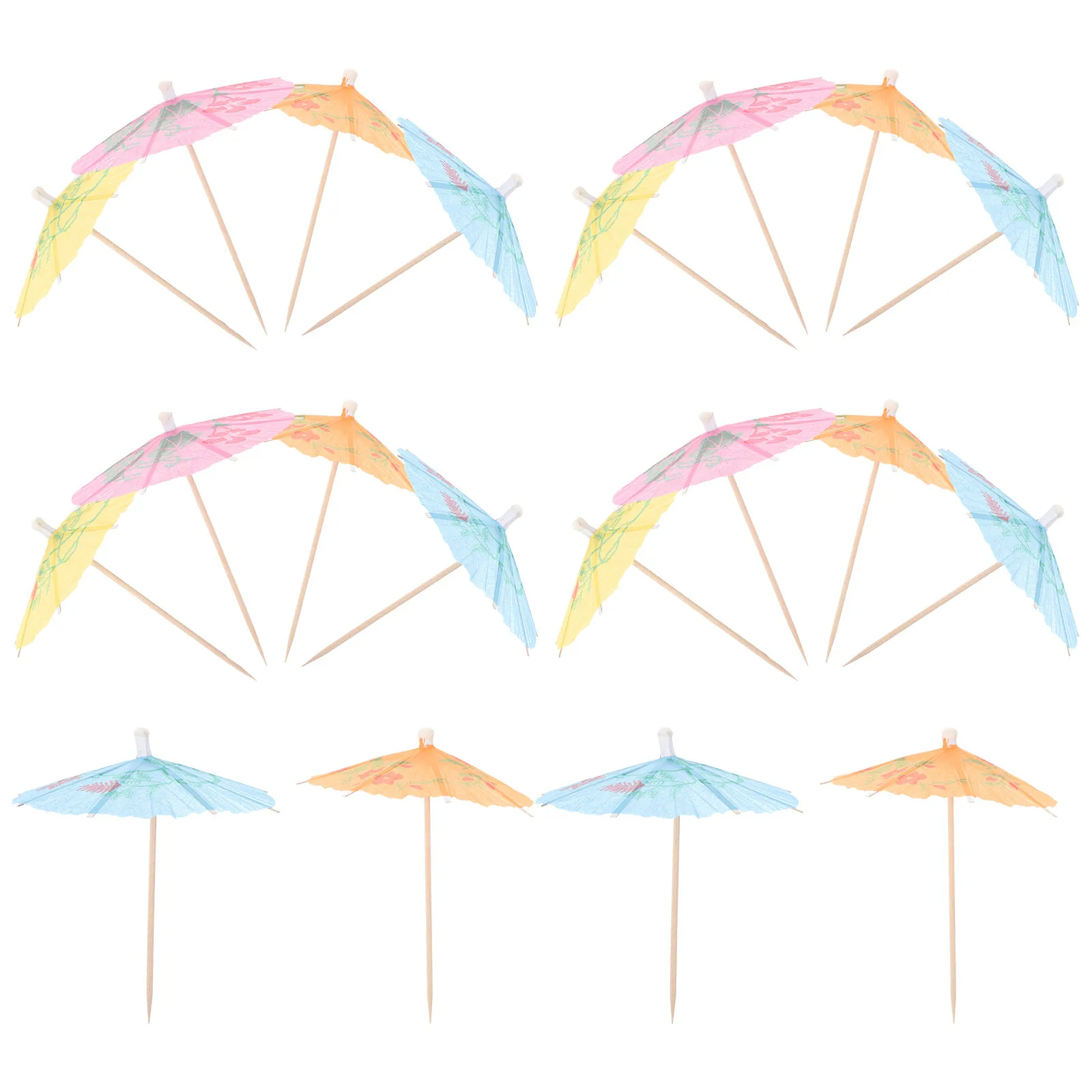 

50pcs Decorative Cocktail Picks Eco-Friendly Paper Wood Umbrella Skewers For Party Drink Fruit Dessert Decoration Bar Supplies