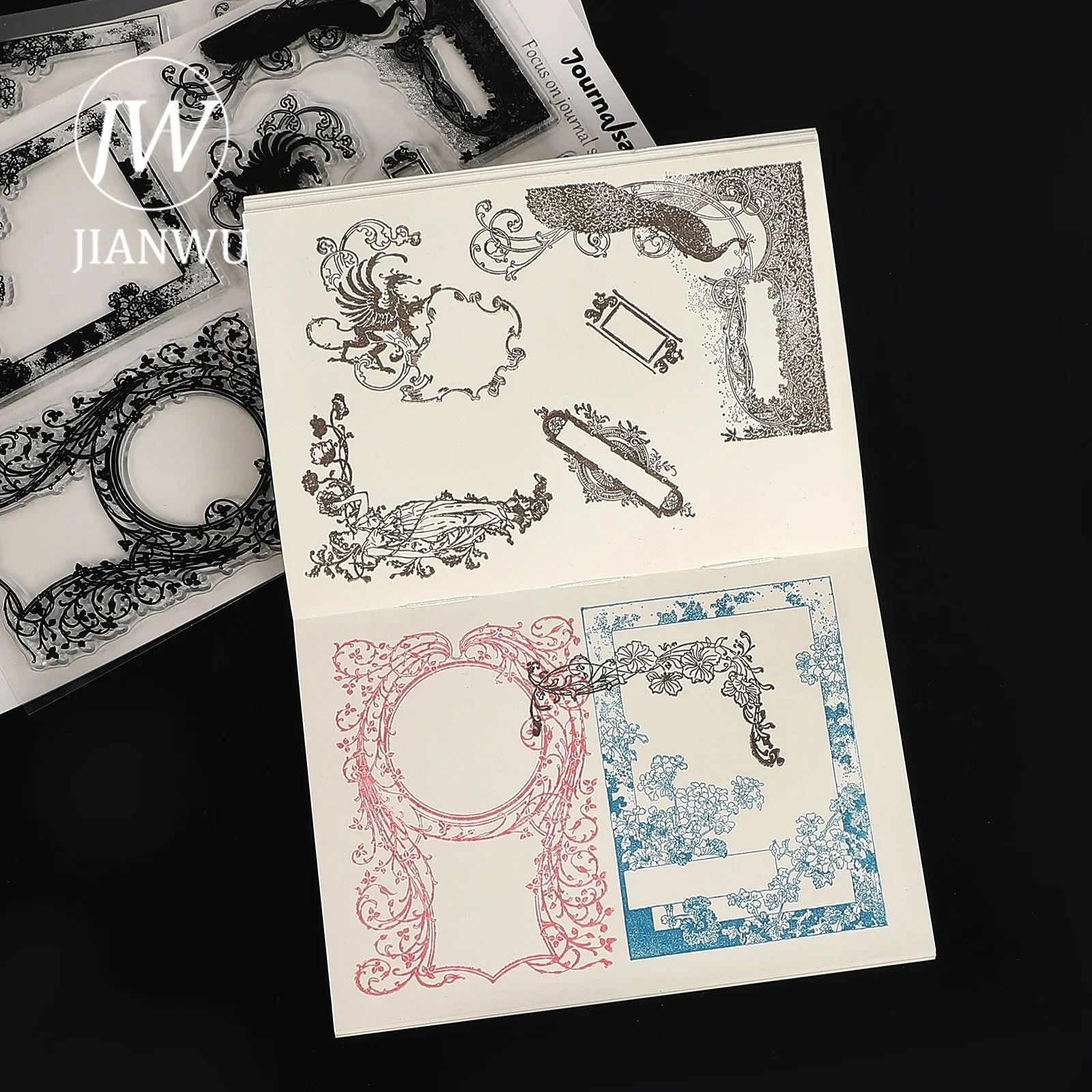 JIANWU Vintage Flower Border Landscape Journal Material Transparent Silicone Stamp Creative DIY Student Supplies Stationery