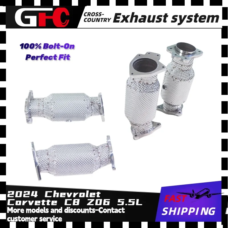 

GFC catted downpipe,High performance no cat down exhaust pipe for 2024 Chevrolet Corvette C8 Z06 5.5L