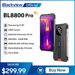 Blackview BL8800 Pro termocamera FLIR®Telefono, Smartphone robusto 5G impermeabile, 8GB + 128GB 8380mAh con carica 33W