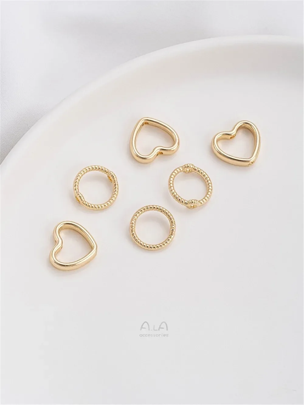 14K الذهب الملتوية حبة مجموعة مع على شكل قلب حبة حلقة اليدوية سوار ذاتي الصنع مجوهرات حبة فصل اكسسوارات K031