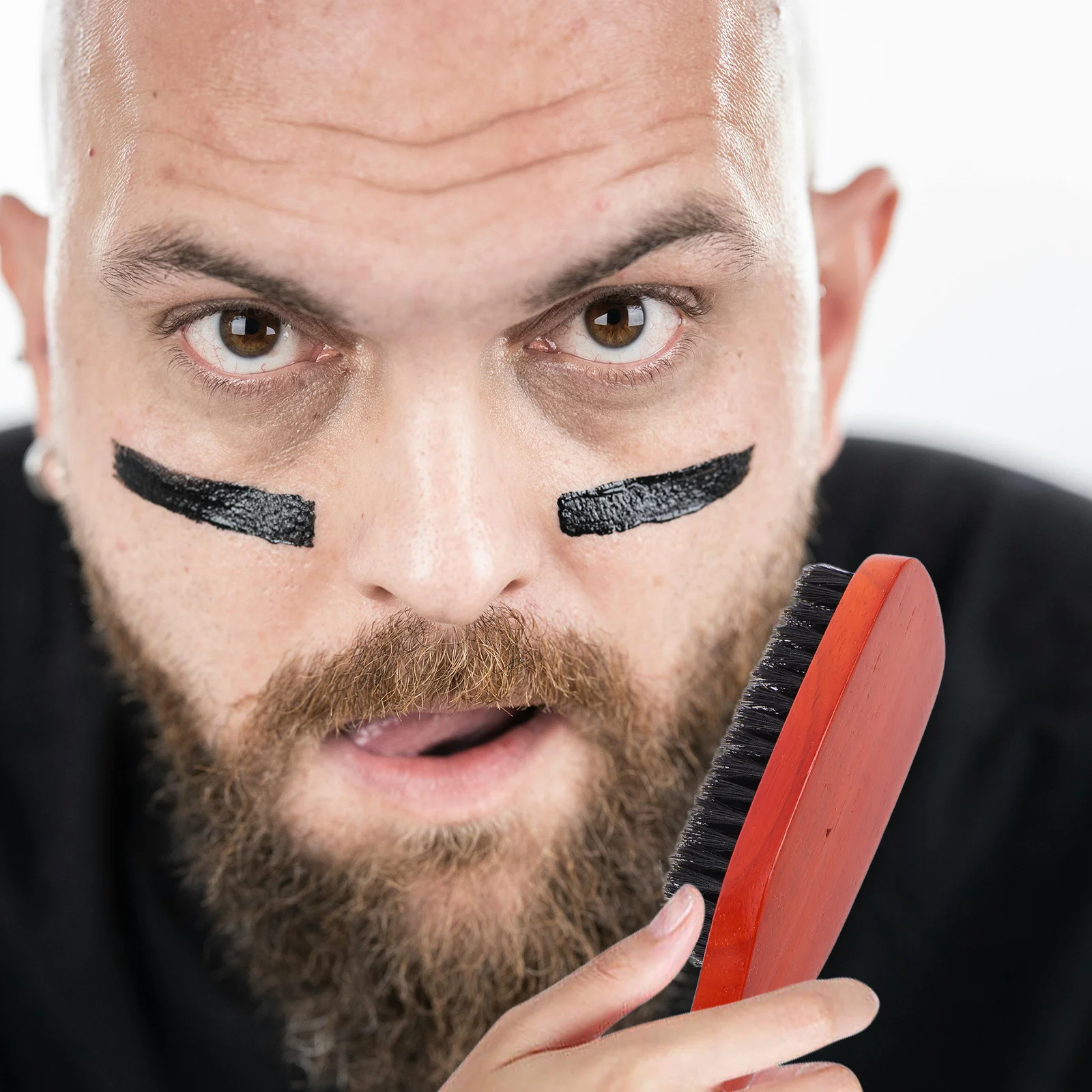 2Pcs Soft Bristle Beard Grooming Brush Wooden Handle for Men Styling and Travel Accessory Hair Brush for Men Beard