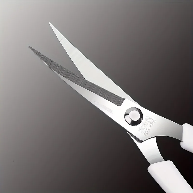 1PCS Curved Embroidery Scissors Stainless Steel Small Bend Tip Sewing Shears Ergonomic White Handle Paper Cutting Tailor Scissor