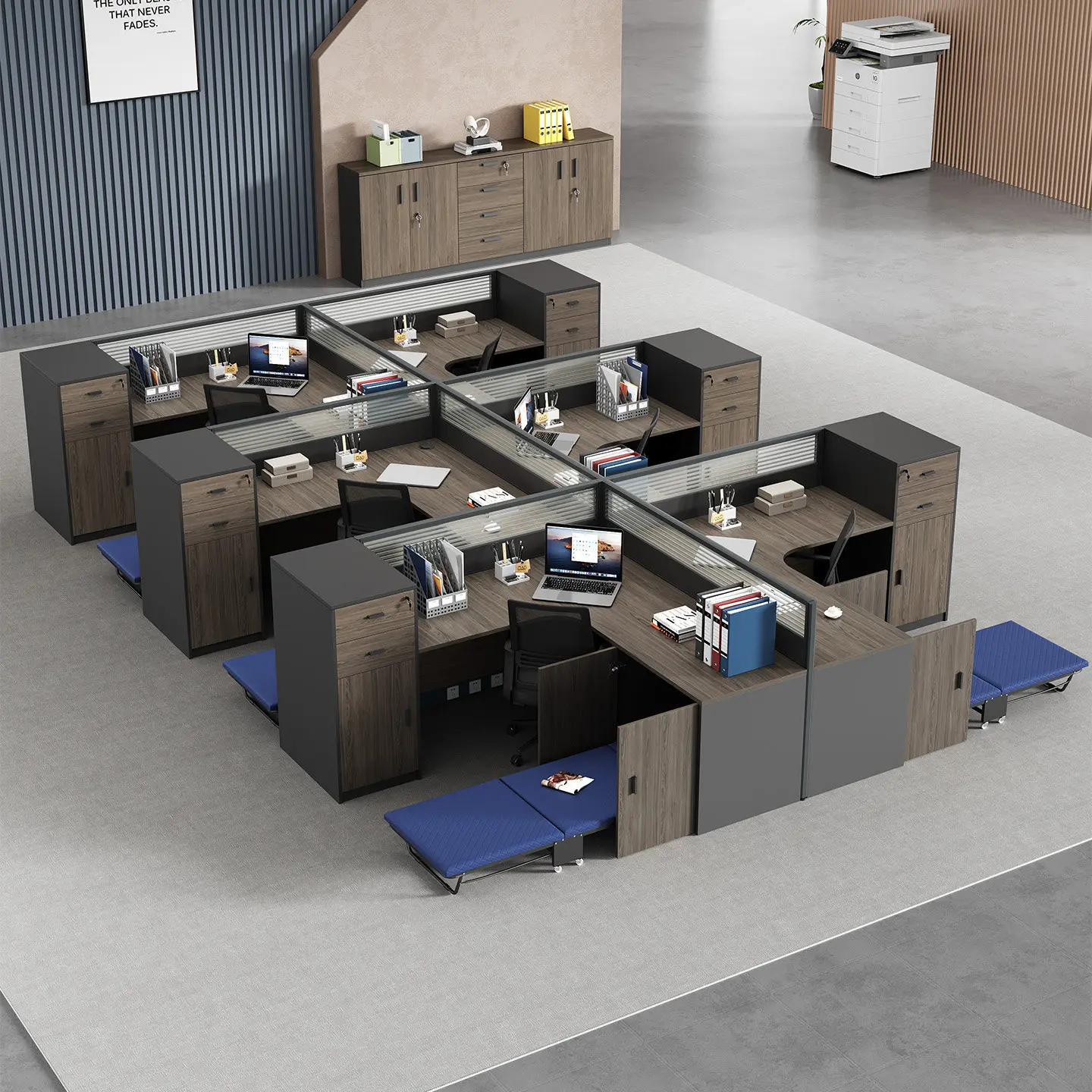 CX desk with rest bed folding lunch break bed staff table and chair combination