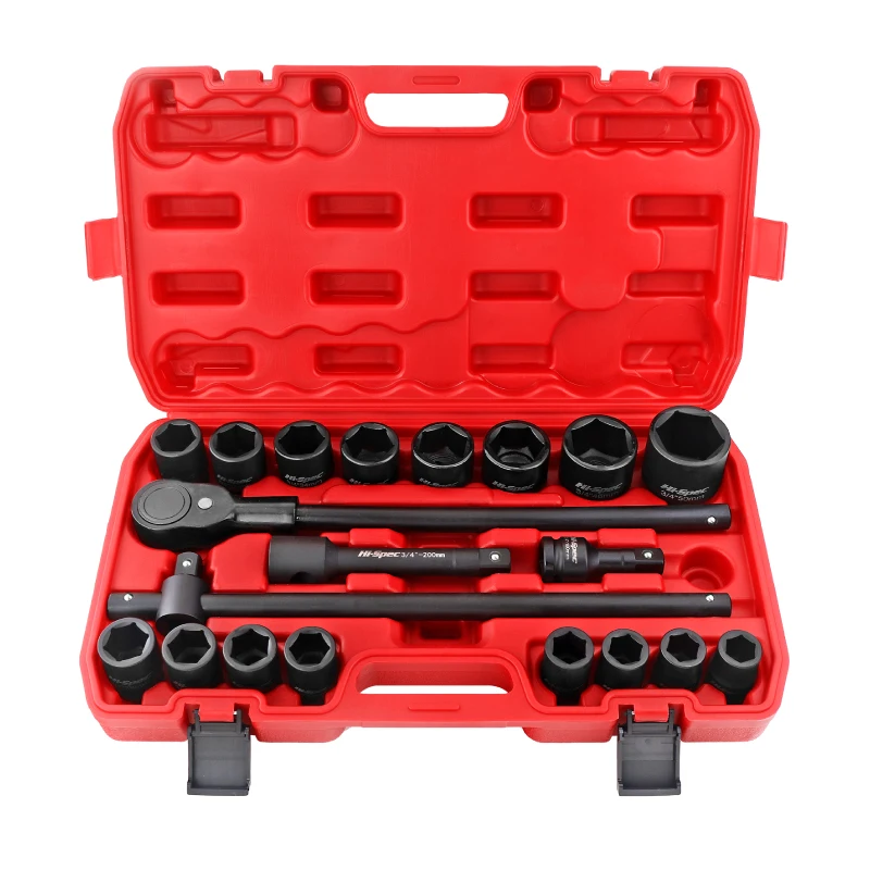 

Hi-Spec 21/26pcs Large Auto Repair Tool Box Set Impact 3/4" Drive Heavy Wrench Socket Set OEM ODM Supported
