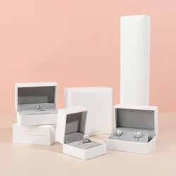 White leather paper jewelry box, ring necklace, bracelet, bracelet, jewelry storage box, gift packaging box