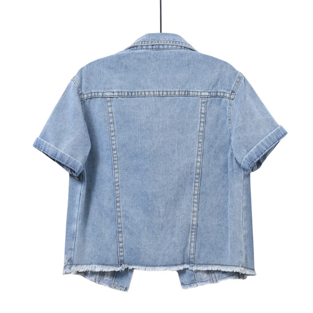 Light-colored Short Denim Short-sleeve Jacket For Women 2026 Summer Female Sweet Fashion Short Coats