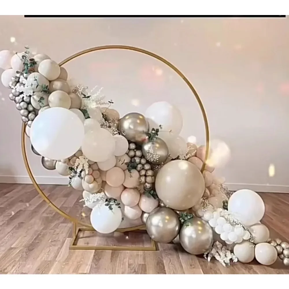 

New wedding props, circular ring, square base, balloon arch, iron frame, single pole flower door, gold wedding ornament