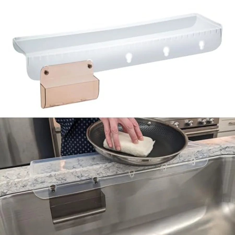 

SiliSink XL Silicone Edge Guard for Kitchen Sink - Fits 3.75" - 4" Wide - The Original Silicone Sink Edge Protector with Sponge