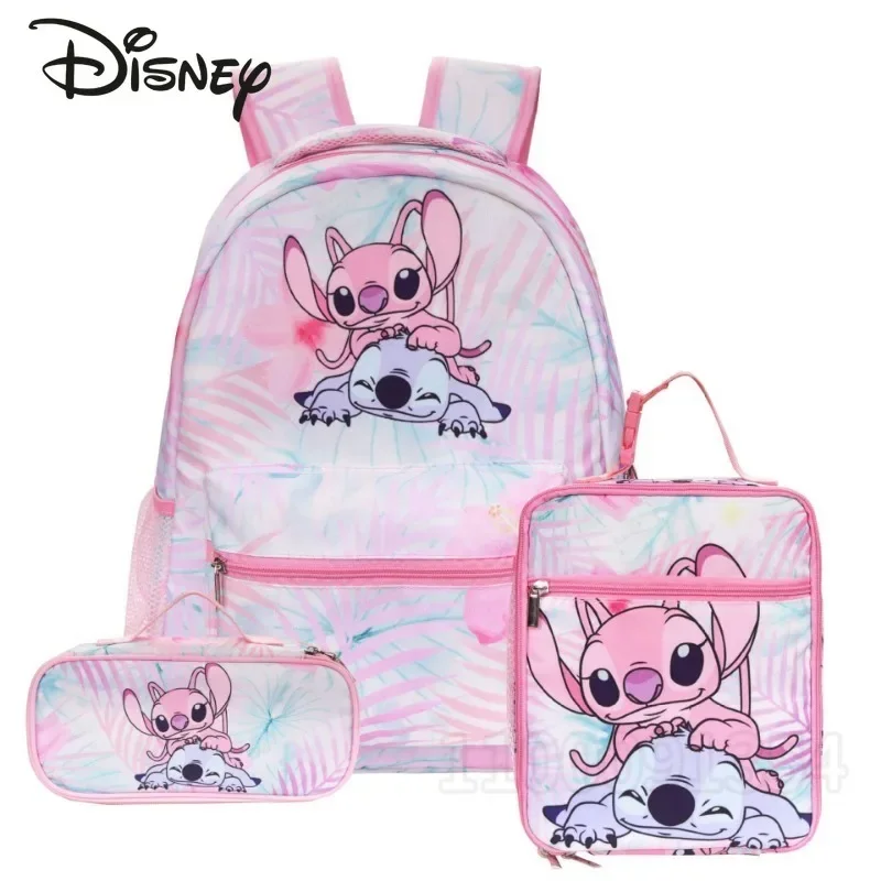 

Disney Stitch New Children's School Bag 3-piece Set Children's Backpack Cartoon Girls' School Bag Multi Functional High Quality