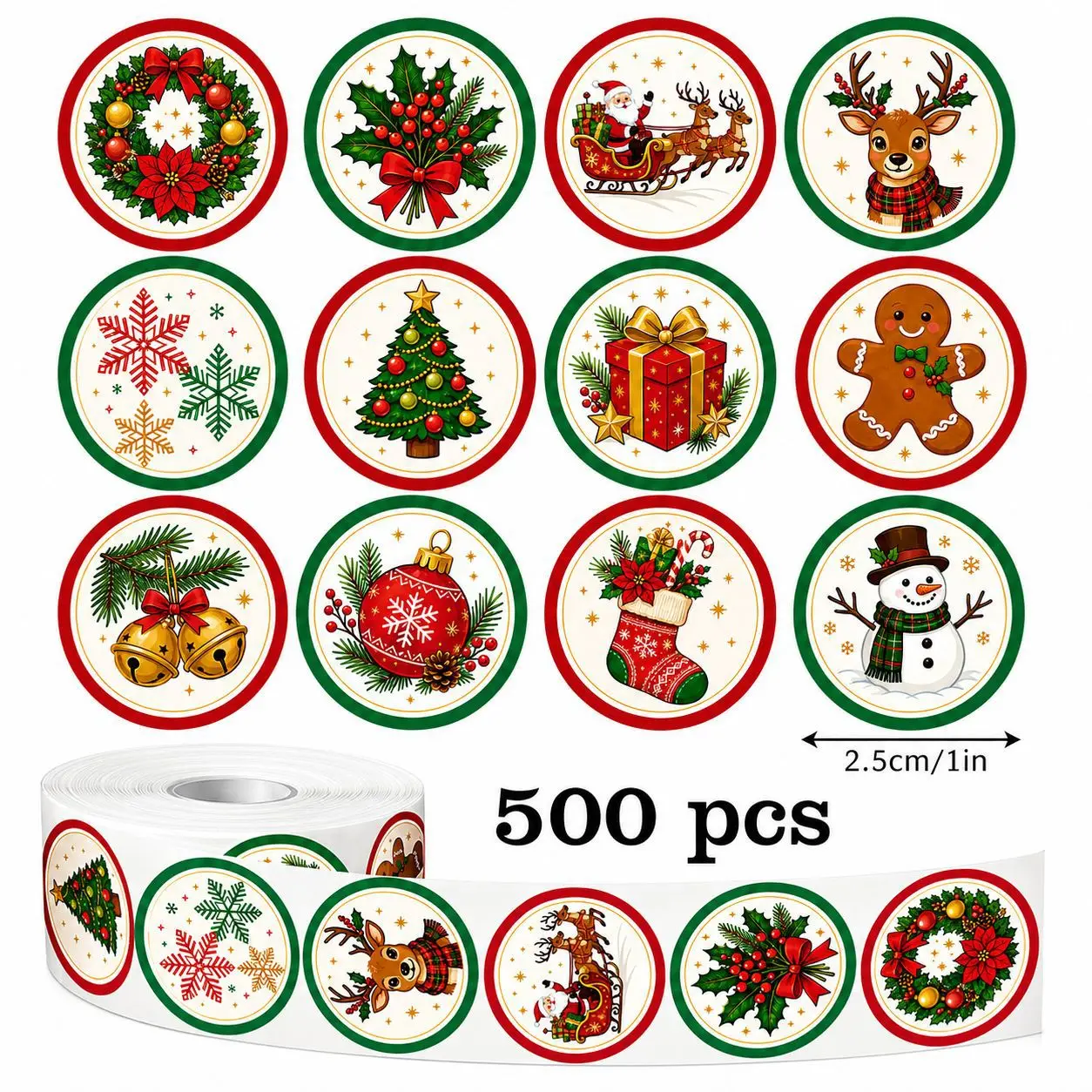 500 Pcs Christmas Stickers Merry Christmas Stickers for Cards Crafts Gifts, 1