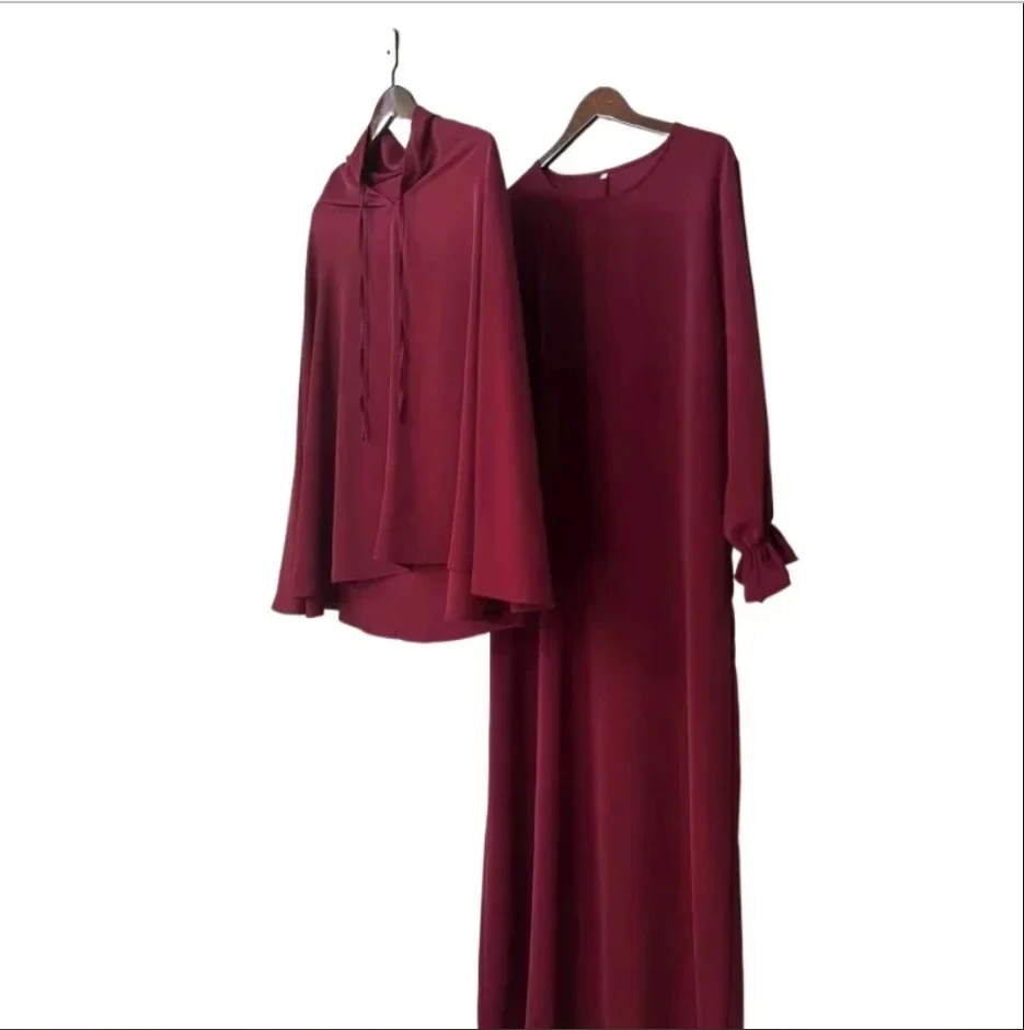 

Мусульманский комплект из 2 предметов Химар Абая Ислам Мусульманский хиджаб + Платье Костюм Абая Женский халат Халат Femme 9 Colros Скромный костюм