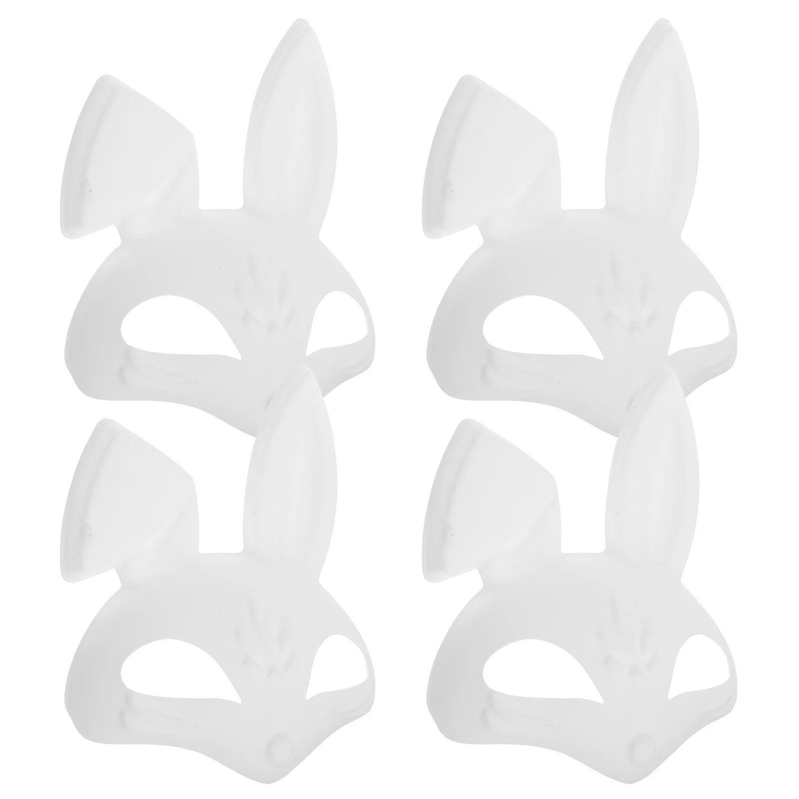 4 Stück leere weiße Kaninchenmaske DIY Malerei Handwerk Hase Kostüm unbemalt Tier Dress Up Maskerade Party Rollenspiel Requisiten
