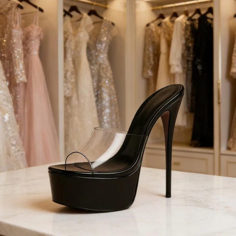 Women's summer new thick soled, exquisite high heels, toothed sandals, fashion shows, parties, super high heels sandals