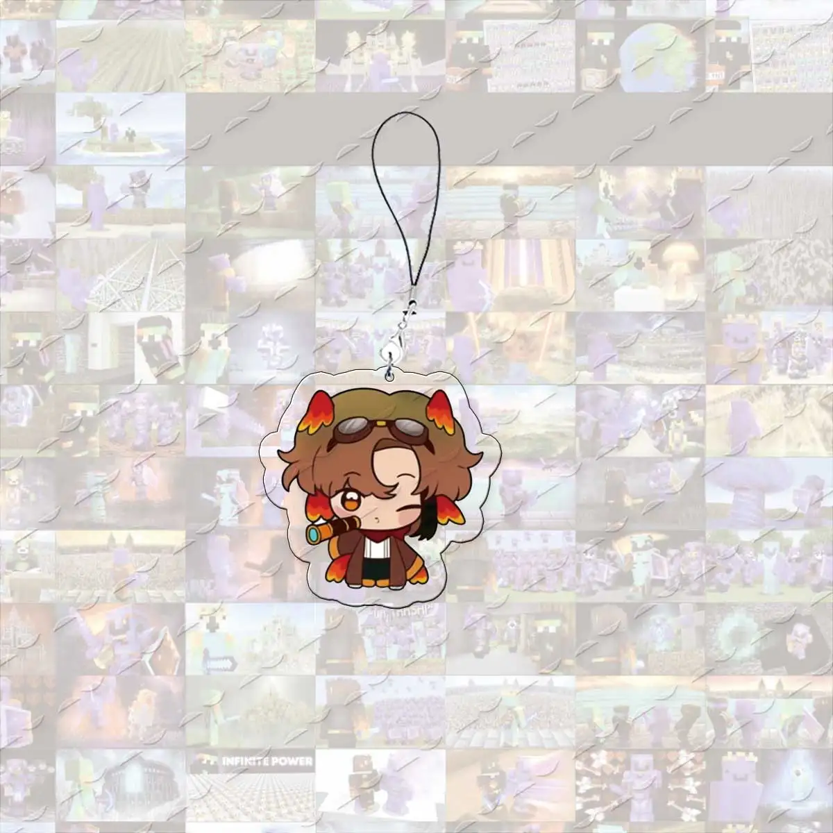 Chibi Mobile Phone Charms, Acrylic Pendant Key Ring