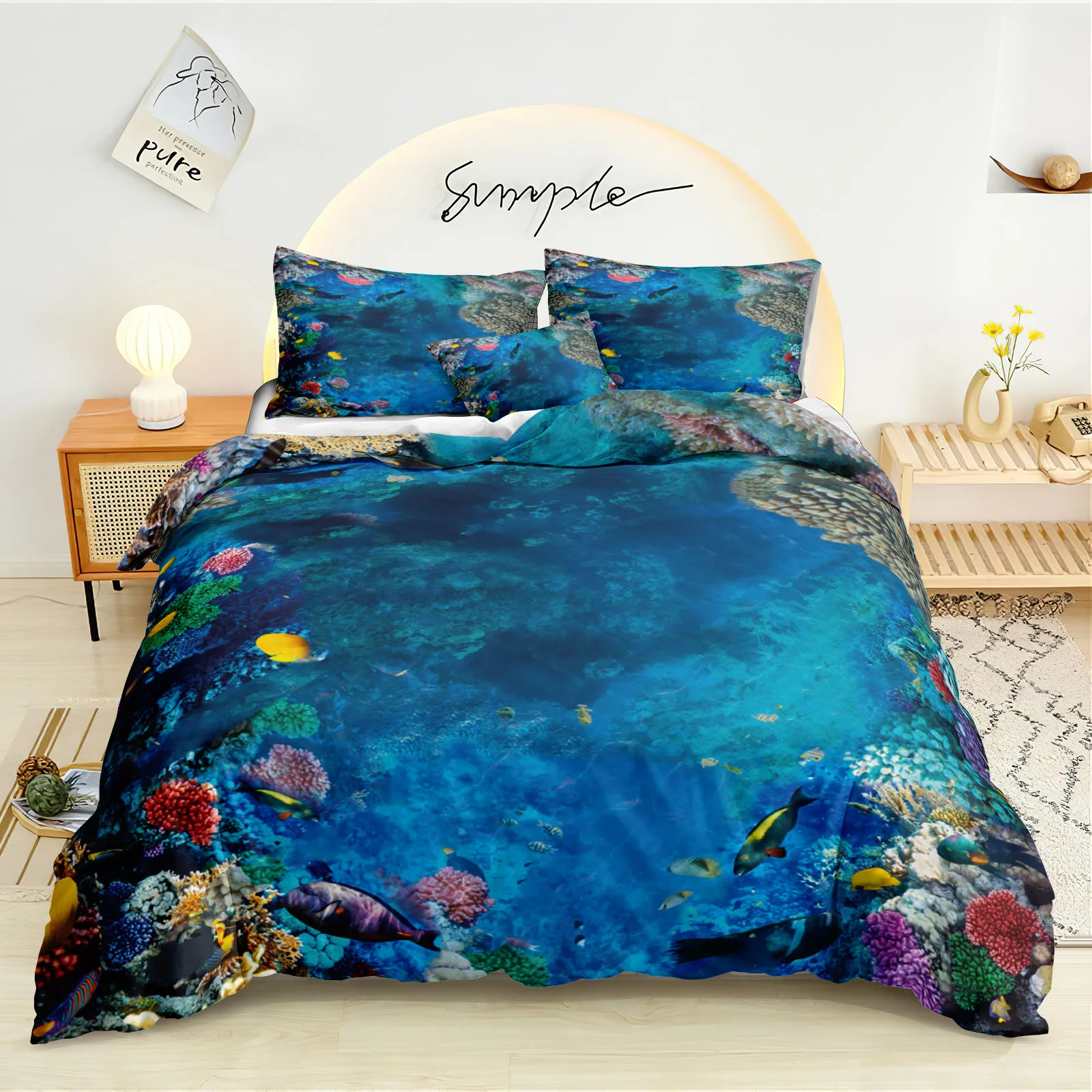 Ocean Bedding Sets Shell Duvet Cover Set Modern Fashion Home Ocean Theme Bed Linen for Dropshipping