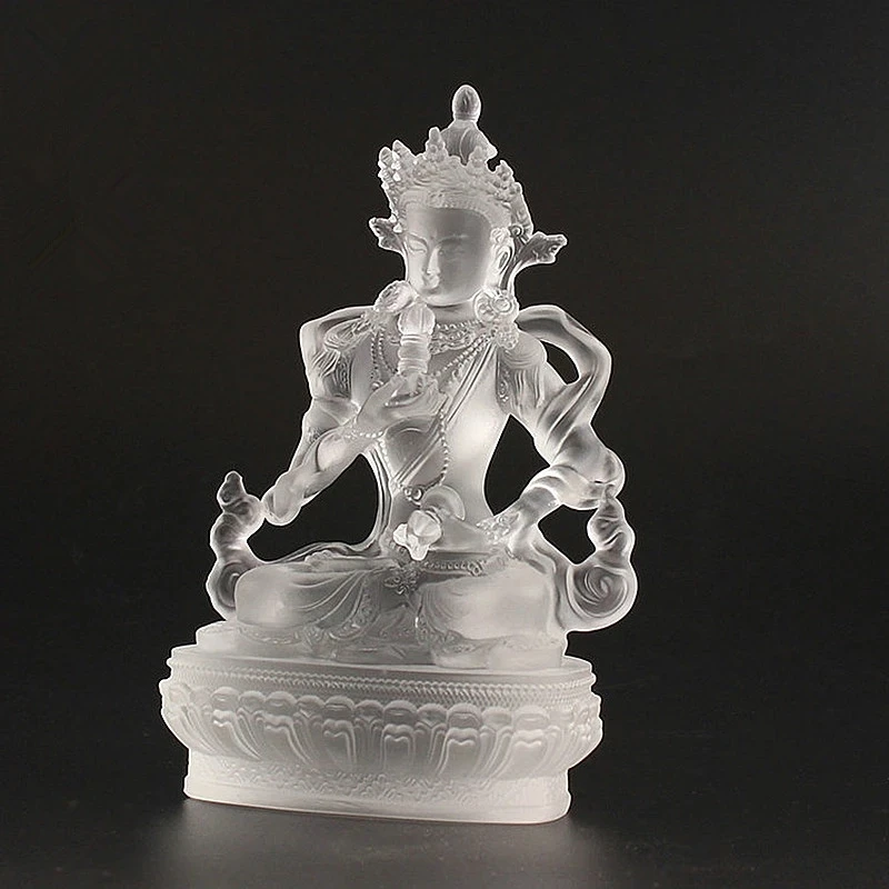 

12cm White Vajra Resin Exquisite Lotus Base Buddha Statue ,Sweeping Demon Home Putting Decorations Figurines