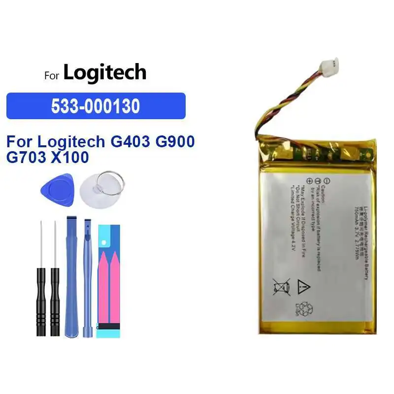 

533-000130 для Logitech G403 G900 G703 X100, аккумулятор для беспроводной мыши, легкий аккумулятор для беспроводной мыши 750 мАч