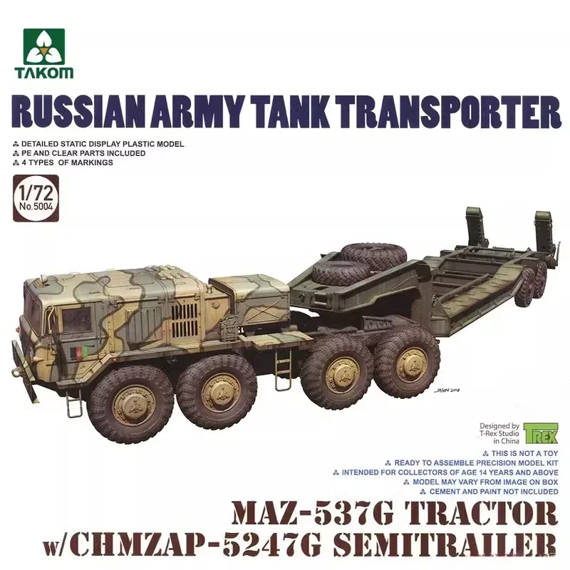 TAKOM Assembled Model Kit 5004 MAZ-537G Tractor w/CHMZAP-5247G Semitrailer 1/72 Scale