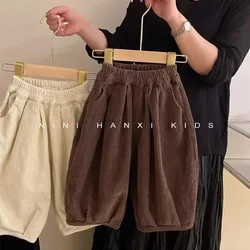 Children's clothing boys and girls autumn and winter clothing new thickened casual loose Harlan pants trendy baby corduroy pants