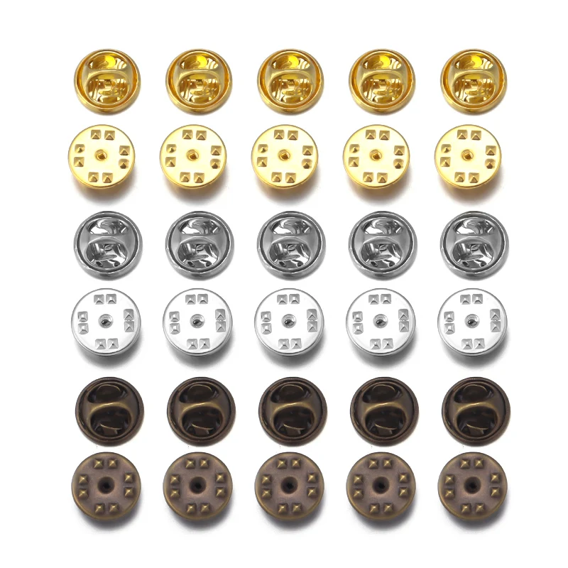 50pcs Brooch Pin Base Caps Button Pins Blank Backs Butterfly Clasp For DIY Neckties Jewelry Making Findings Accessories Supplies