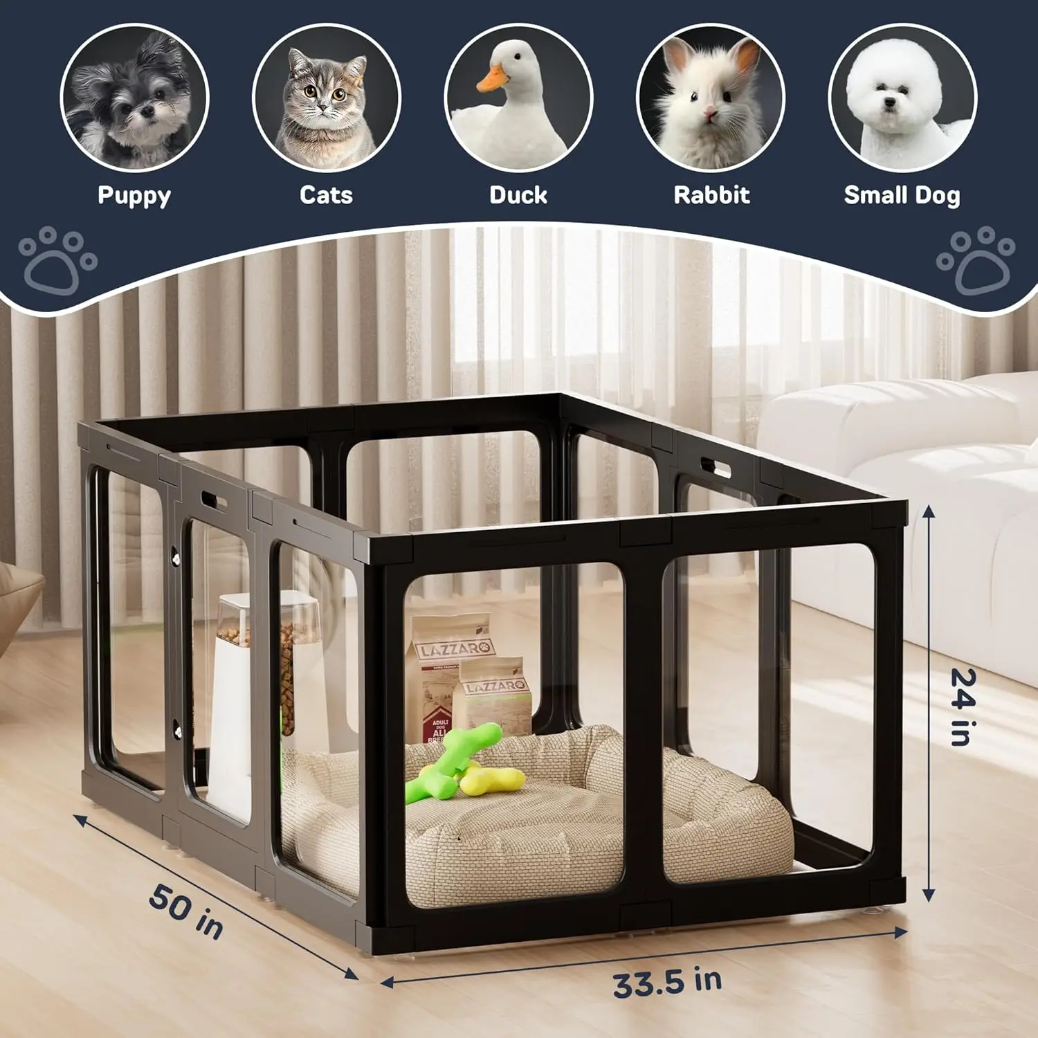 

Acrylic Dog Playpen Indoor, 10 PCS Plastic Puppy Playpen with Door, Clear PlayPen for Dog Cat Rabbit Ferret,Preferable Small Dog