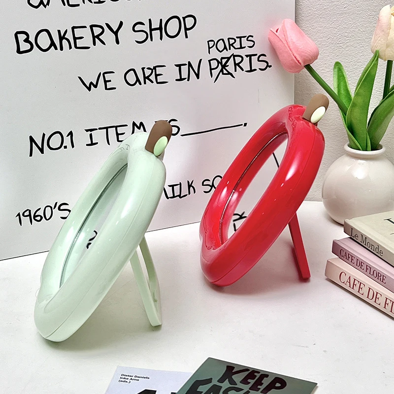 Ins Decorative Mirror Apple Shape Makeup Mirror Desktop Cosmetic Mirrors For Bedroom Dormitory Desk Accessories Home Decor