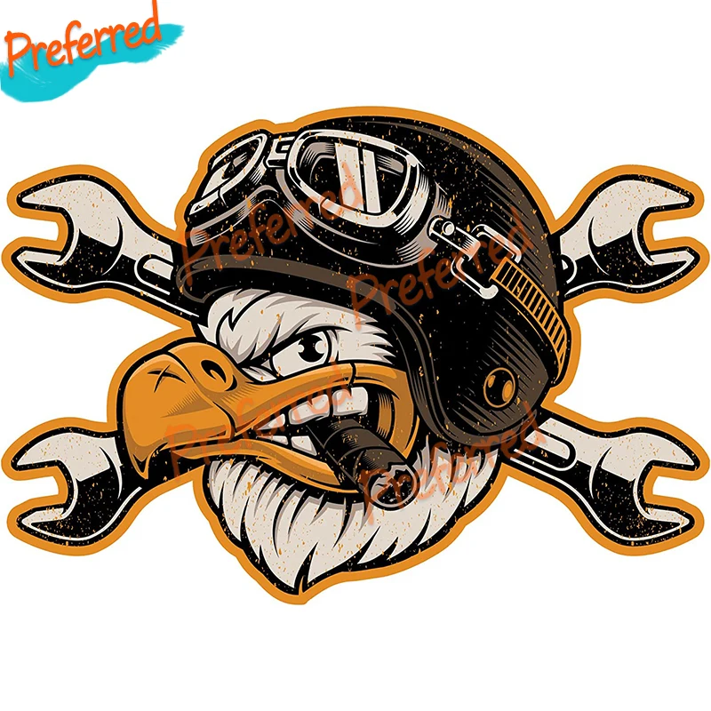 Vintage Eagle Biker Cigar Vinyl Sticker Motorcycle Helmet Bumper Laptop