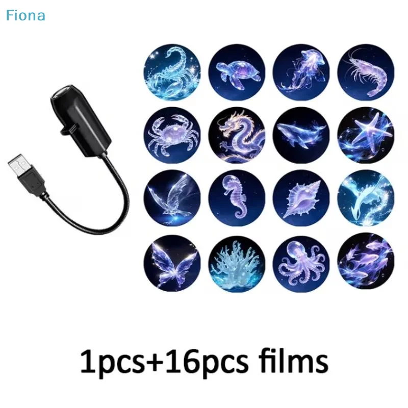 ✔USB Flexible LED Projector Night Light,16 Patterns Ocean & Fantasy Projection Lamp for Bedroom,Party,and Atmosphere Lighting