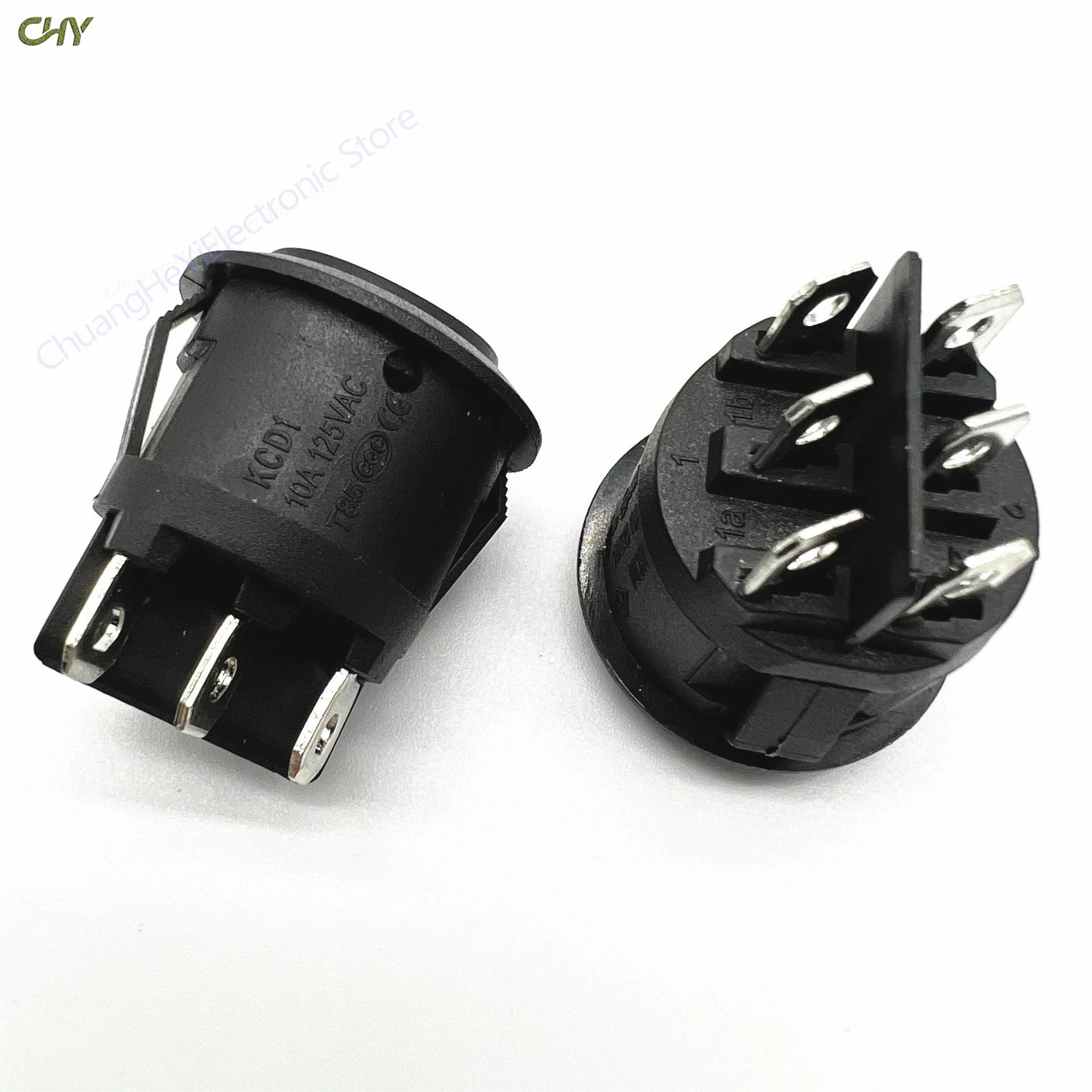 1PCmm KCD1 23 Diameter Round Rocker Switches 6 PIN ON-OFF-ON 3 Position Rocker Switch 10A 125VAC