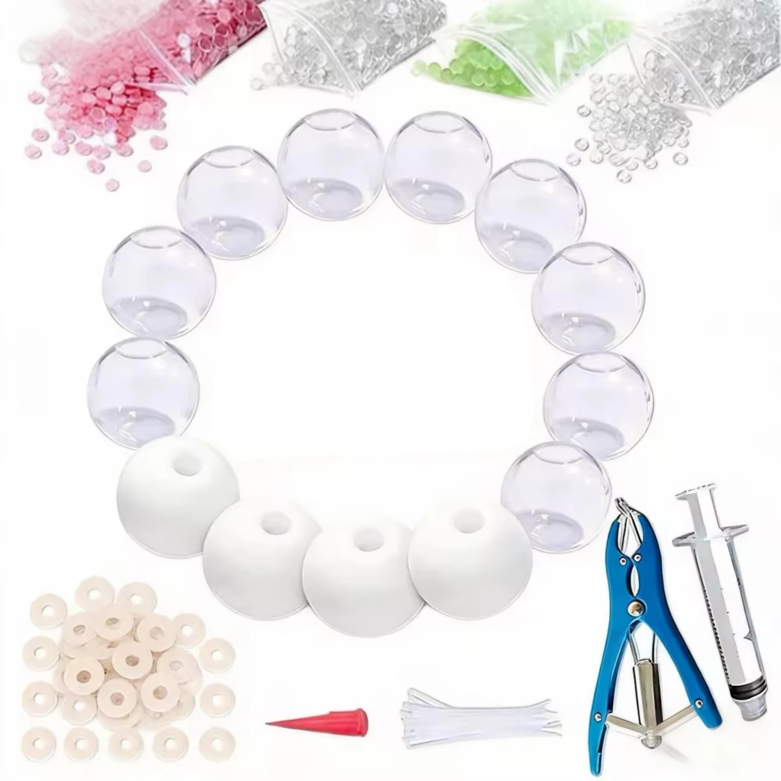 

DIY Squeeze Ball Kit Clear TPR Empty Sphere Mold Stress Relief Toys with Glitter Fillers Tools for Handmade Craft Project