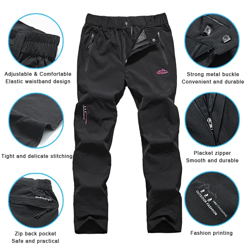 LNGXO Women Hiking Pants Quick Dry Waterproof Mountain Trousers