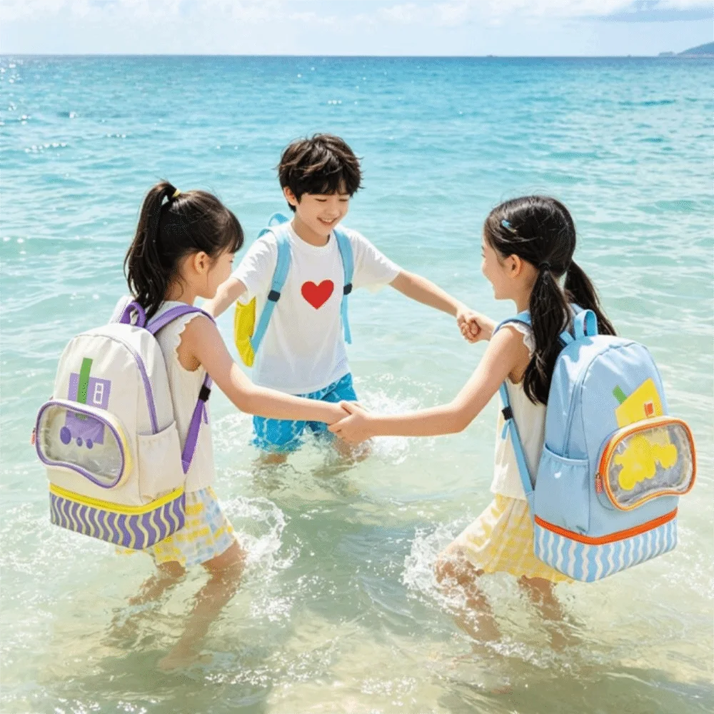 Waterproof Swimming Storage Bag Cartoon Design Wet Dry Separation Swimsuit Shoulder Packs Double-Shoulder Large Capacity