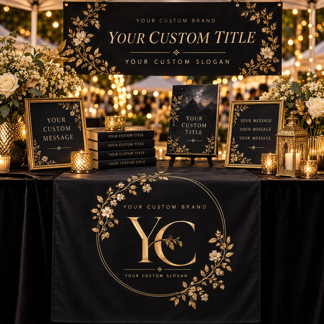 Customizable Table Runner – Print Your Own Text or Photos. Full-color printing; perfect for birthdays, weddings, anniversaries,