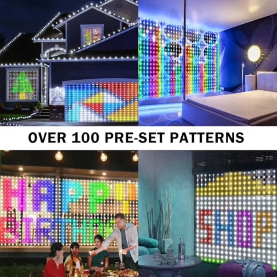 Smart Curtain Lights 400 LED Curtain Light with APP and RemoteMusic Sync Timer Indoor Outdoor 6.6Ftx6.6Ft DIY String Fairy Ligh