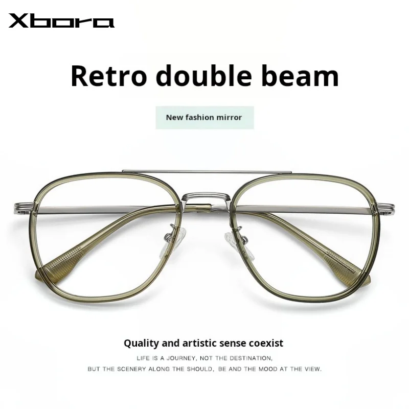 

Fashion Retro Pilot Double Bridge Glasses Ultra Light TR90 Alloy Eyewear Optical Prescription Frames Man Women Glasses LY83015