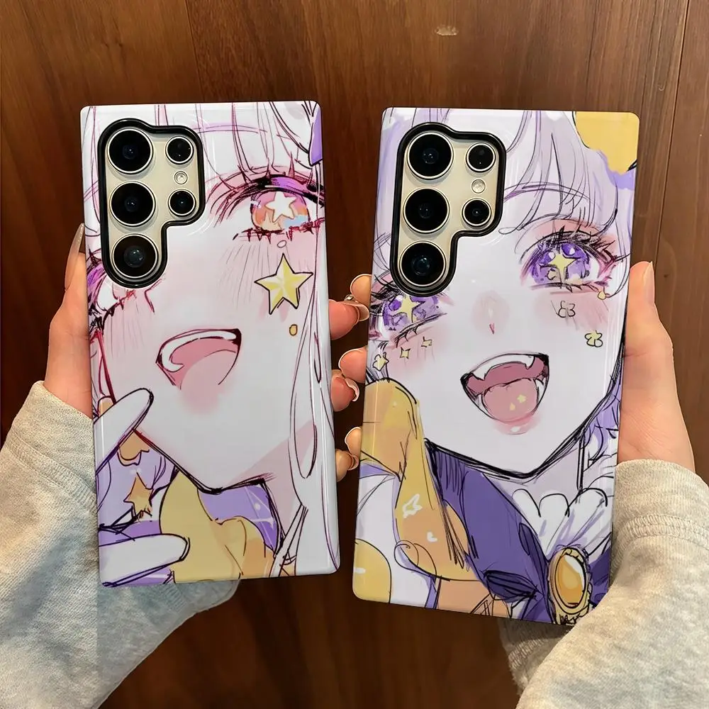 

anime Kawaii Girl Cute Phone Case For Samsung S25 Film Shell Luxury GalaxyS24Ultra 23plus S22 21 A56 36 Double layer Cover