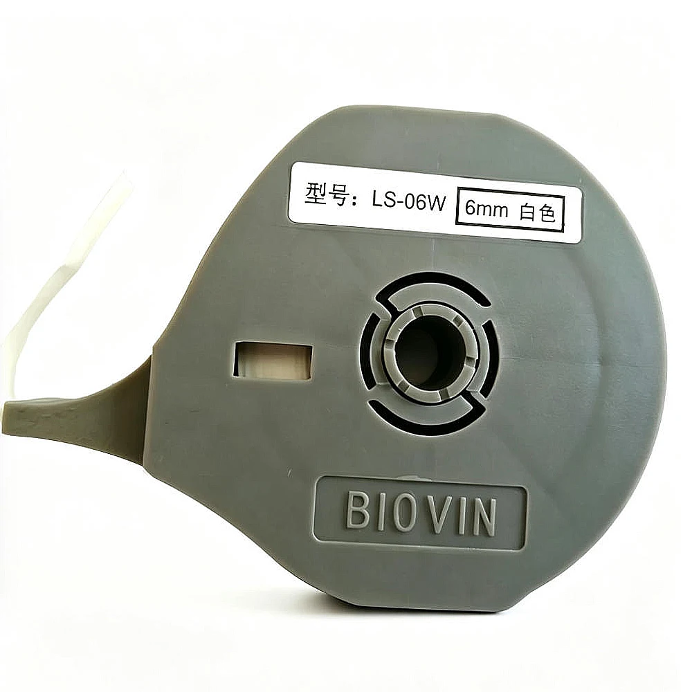 BIOVIN Thermal Transfer Label Tape 6mm 9mm 12mm 8M White Yellow Label Sticker For S650E S700E S710E S680E Wire Marker Printer 
