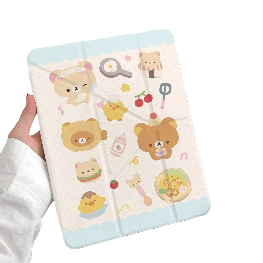 FriedEgg Bear Pen Slot Tablet Case For Mini7 6 iPad Pro2024 2022 2021 2020 2019 2018 2017 11 10 9 8 7 6 5 Air7 6 5 4 3 2 1 Cover