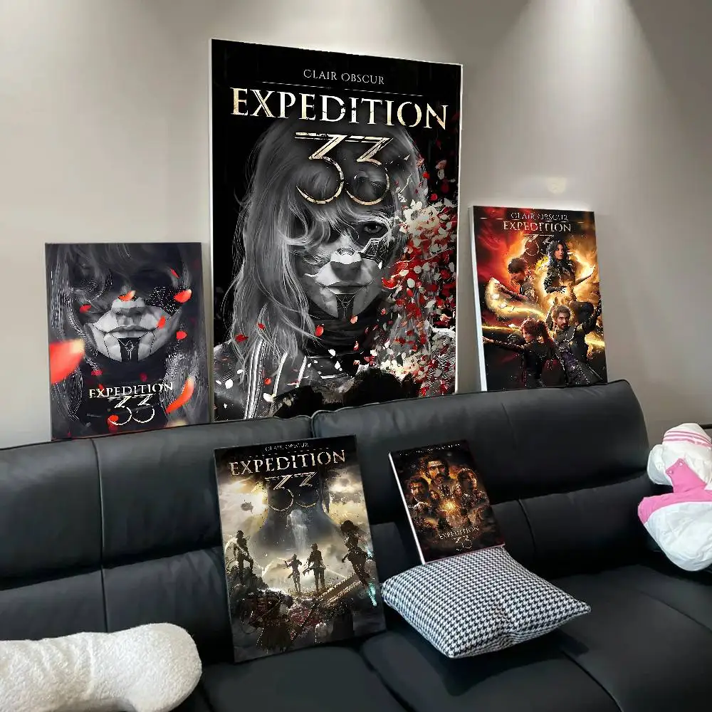 Game C-Clair O-Obscur E-Expedition 33 Self-adhesive Art Poster Retro Kraft Paper Sticker Room Bar Cafe Stickers Wall Painting