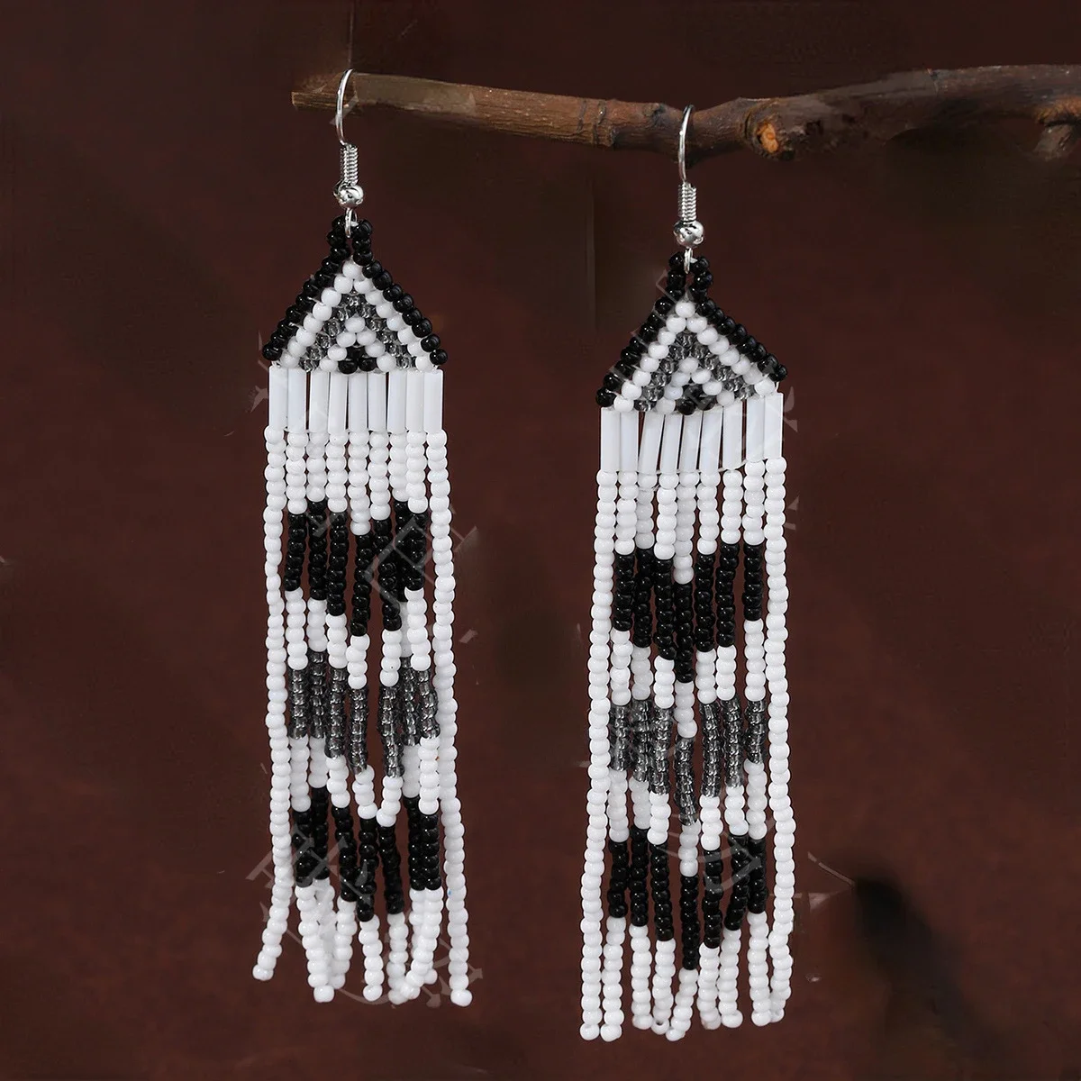 Fringe Earrings  Hand knitting  Bohemia  Beading  love  multi-storey  fashion  nation  alloy  geometry  ma'am Rice Bead Earrings