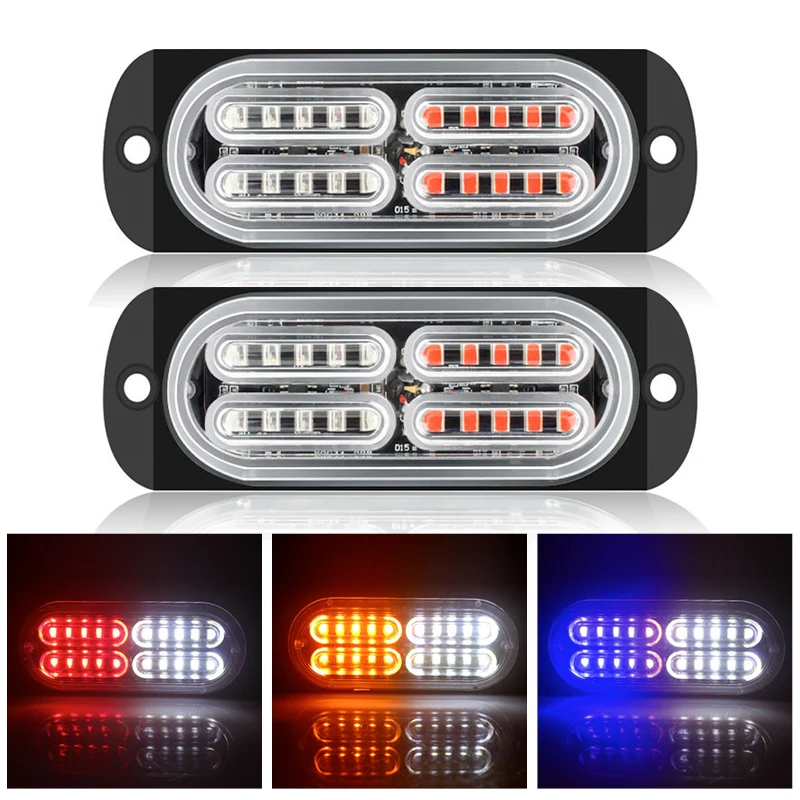 1pcs Led Strobe Warning Light Strobe Grille Flashing Truck Lamp Amber Traffic Light 12V 24V 20SMD Car Light Side Maker Lights